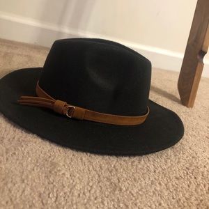 Black Hat with Belted Accent